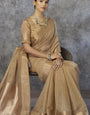 Cynosure Beige Cotton Silk Saree With Tantalizing Blouse Piece