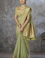 Zephyr Pista Cotton Silk Saree With Ornate Blouse Piece