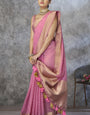 Engaging Pink Cotton Silk Saree With Petrichor Blouse Piece