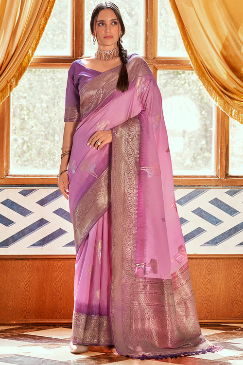 Load image into Gallery viewer, Hypnotic Lavender Soft Banarasi Silk Saree With Entrancing Blouse Piece
