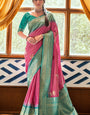 Embrocation Pink Soft Banarasi Silk Saree With Murmurous Blouse Piece