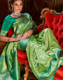 Sumptuous Sea Green Soft Banarasi Silk Saree With Incredible Blouse Piece