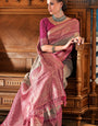 Incredible Grey Soft Banarasi Silk Saree With Glittering Blouse Piece