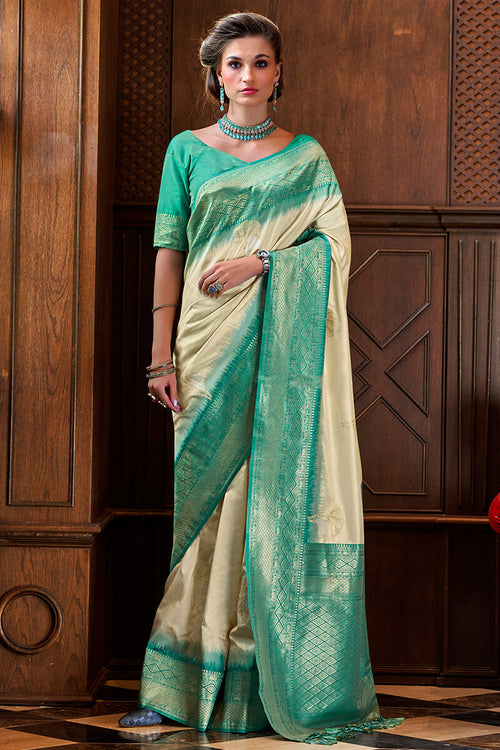 Load image into Gallery viewer, Quixotic Beige Soft Banarasi Silk Saree With Ineffable Blouse Piece
