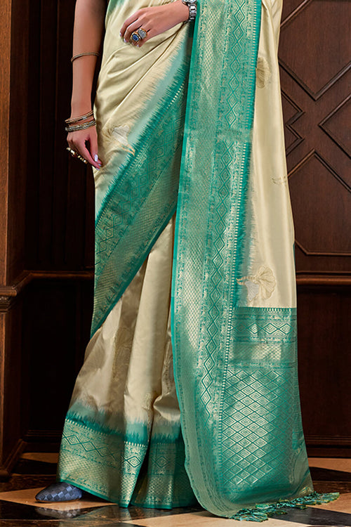 Load image into Gallery viewer, Quixotic Beige Soft Banarasi Silk Saree With Ineffable Blouse Piece
