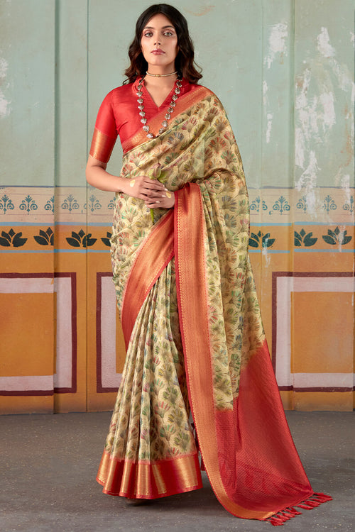 Load image into Gallery viewer, Exquisite Beige Digital Printed Soft Silk Saree With Dalliance Blouse Piece
