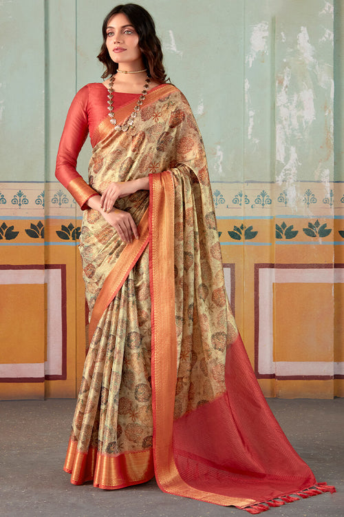 Load image into Gallery viewer, Flattering Brown Digital Printed Soft Silk Saree With Trendy Blouse Piece
