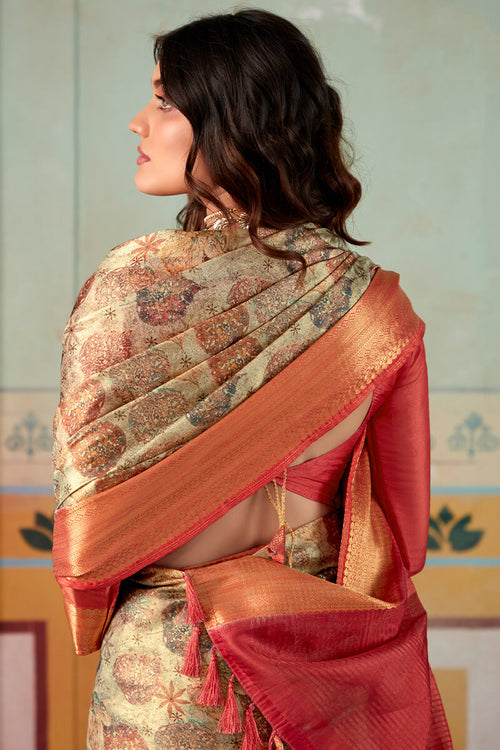 Load image into Gallery viewer, Flattering Brown Digital Printed Soft Silk Saree With Trendy Blouse Piece
