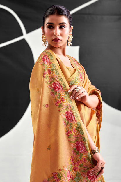 Aplomb Peach Banarasi Tissue Silk Saree With Beguiling Blouse Piece