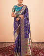 Forbearance Royal Blue Paithani Silk Saree With Pretty Blouse Piece