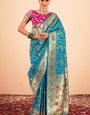 Capricious Firozi Paithani Silk Saree With Girlish Blouse Piece