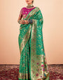 Ethnic Green Paithani Silk Saree With Ravishing Blouse Piece