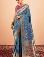 Desuetude Blue Paithani Silk Saree With Tempting Blouse Piece