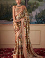 Moiety Brown Digital Printed Tussar Silk Saree With Sumptuous Blouse Piece