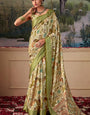 Radiant Mehndi Digital Printed Tussar Silk Saree With Glamorous Blouse Piece