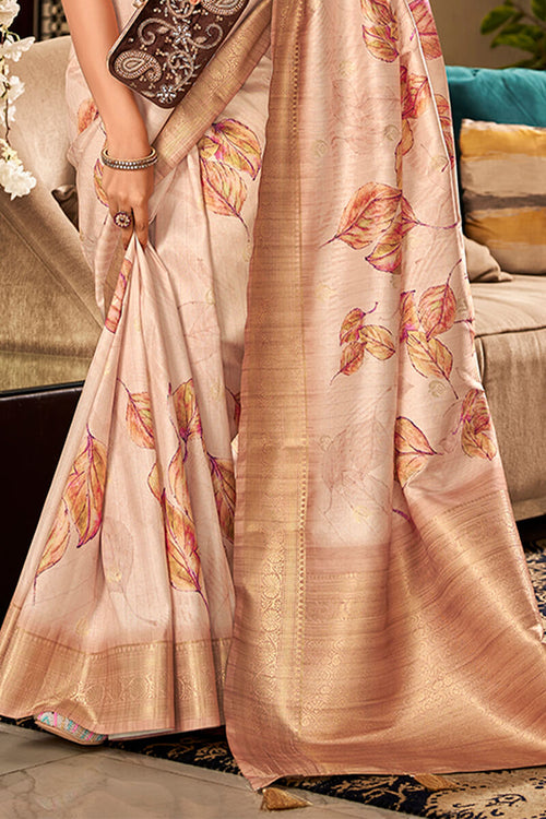 Load image into Gallery viewer, Prettiest Beige Digital Printed Soft Silk Saree With Traditional Blouse Piece
