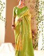 Angelic Yellow Kanjivaram Silk Saree With Conflate Blouse Piece