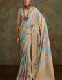 Beauteous Grey Digital Printed Soft Silk Saree With Ailurophile Blouse Piece