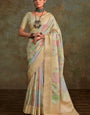 Demesne Pista Digital Printed Soft Silk Saree With Efflorescence Blouse Piece