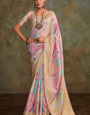 Fugacious Baby Pink Digital Printed Soft Silk Saree With Ratatouille Blouse Piece