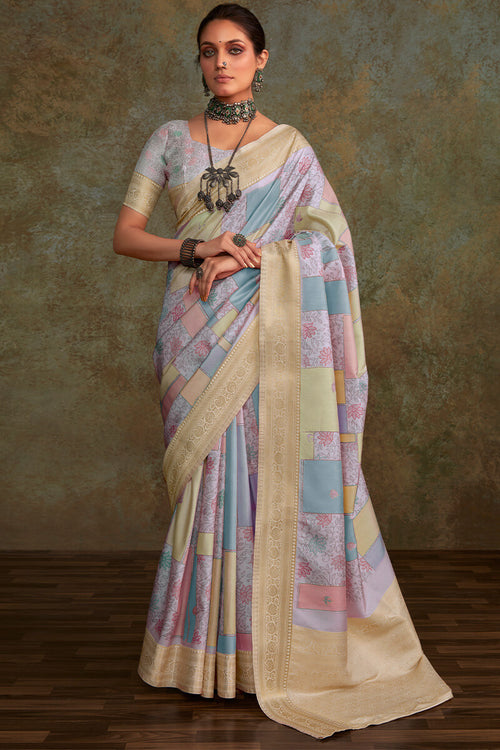 Load image into Gallery viewer, Susurrous Lavender Digital Printed Soft Silk Saree With Confounding Blouse Piece
