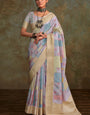 Susurrous Lavender Digital Printed Soft Silk Saree With Confounding Blouse Piece