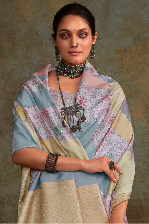 Load image into Gallery viewer, Susurrous Lavender Digital Printed Soft Silk Saree With Confounding Blouse Piece
