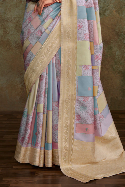 Load image into Gallery viewer, Susurrous Lavender Digital Printed Soft Silk Saree With Confounding Blouse Piece
