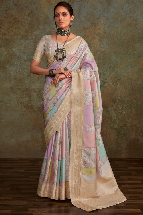 Load image into Gallery viewer, Allure Pink Digital Printed Soft Silk Saree With Zephyr Blouse Piece
