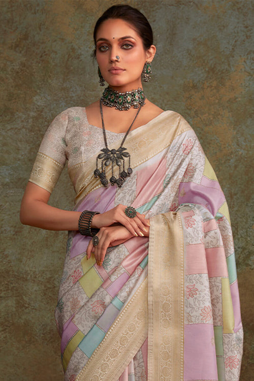 Load image into Gallery viewer, Allure Pink Digital Printed Soft Silk Saree With Zephyr Blouse Piece
