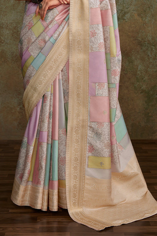 Load image into Gallery viewer, Allure Pink Digital Printed Soft Silk Saree With Zephyr Blouse Piece
