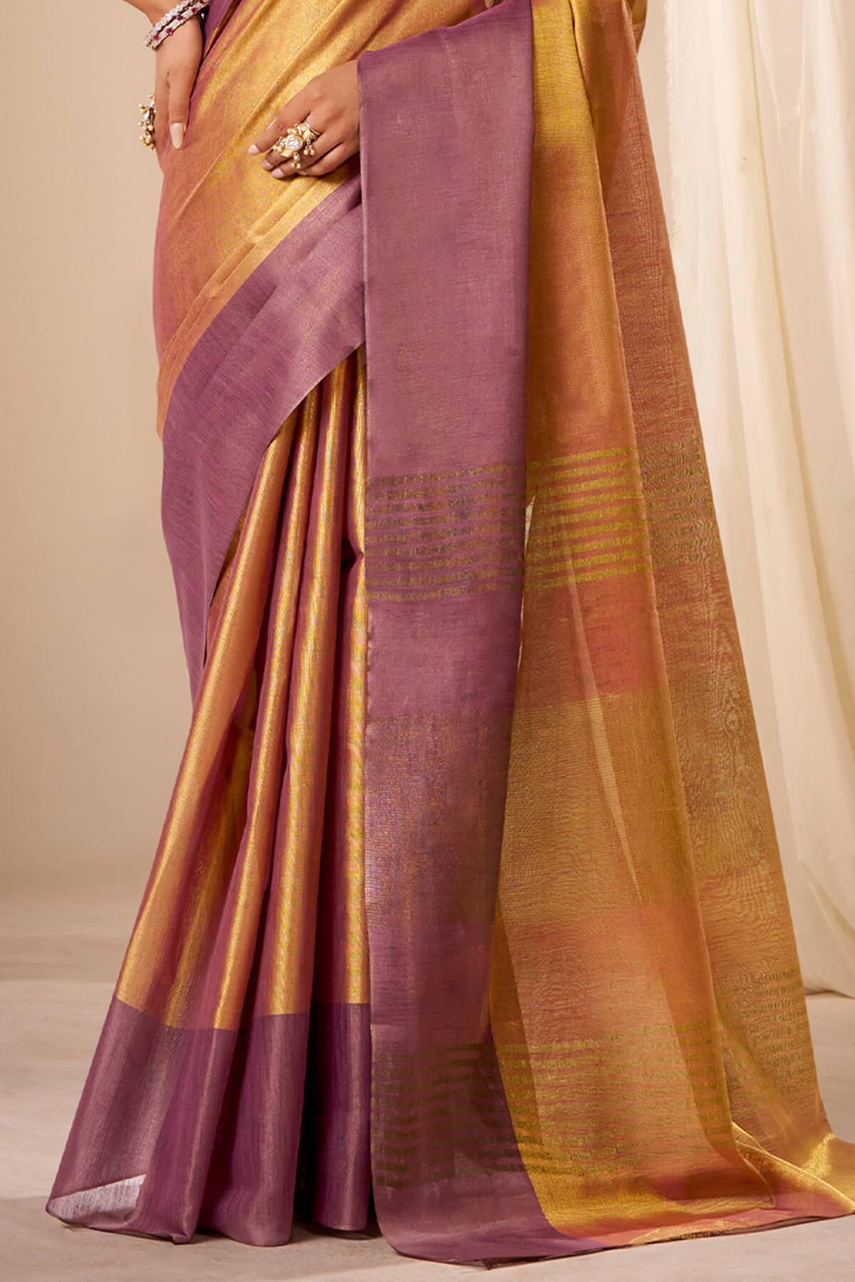 Engaging Brown Banarasi Tissue Silk Saree With Scrumptious Blouse Piece