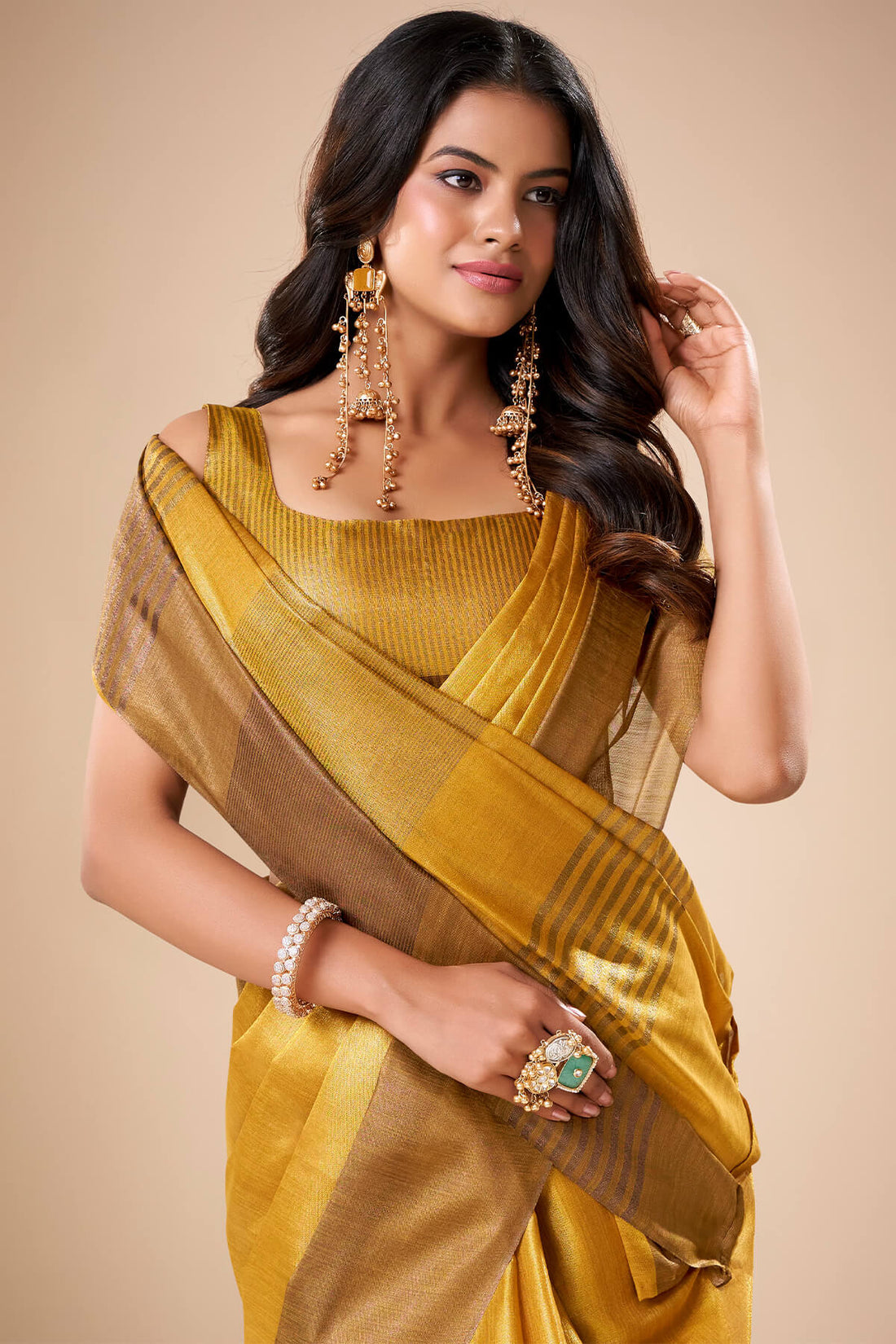 Susurrous Yellow Banarasi Tissue Silk Saree With Beauteous Blouse Piece