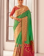 Capricious Sea Green Soft Banarasi Silk Saree With Invaluable Blouse Piece