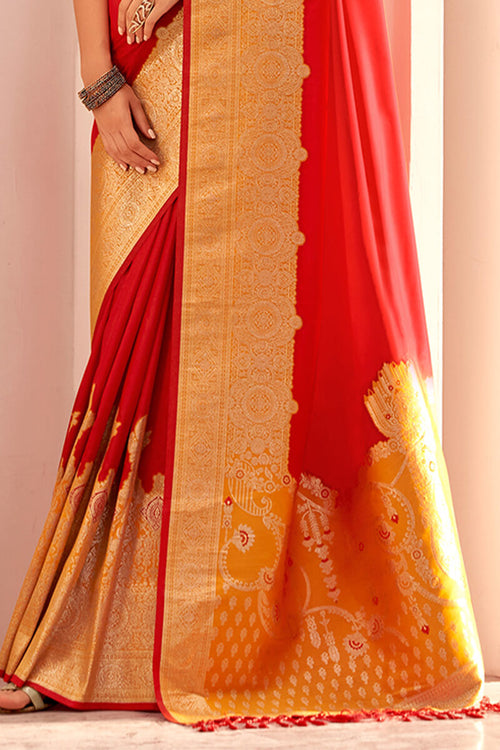 Load image into Gallery viewer, Ethnic Red Soft Banarasi Silk Saree With Mesmeric Blouse Piece
