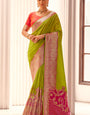 Glorious Mehndi Soft Banarasi Silk Saree With Smart Blouse Piece