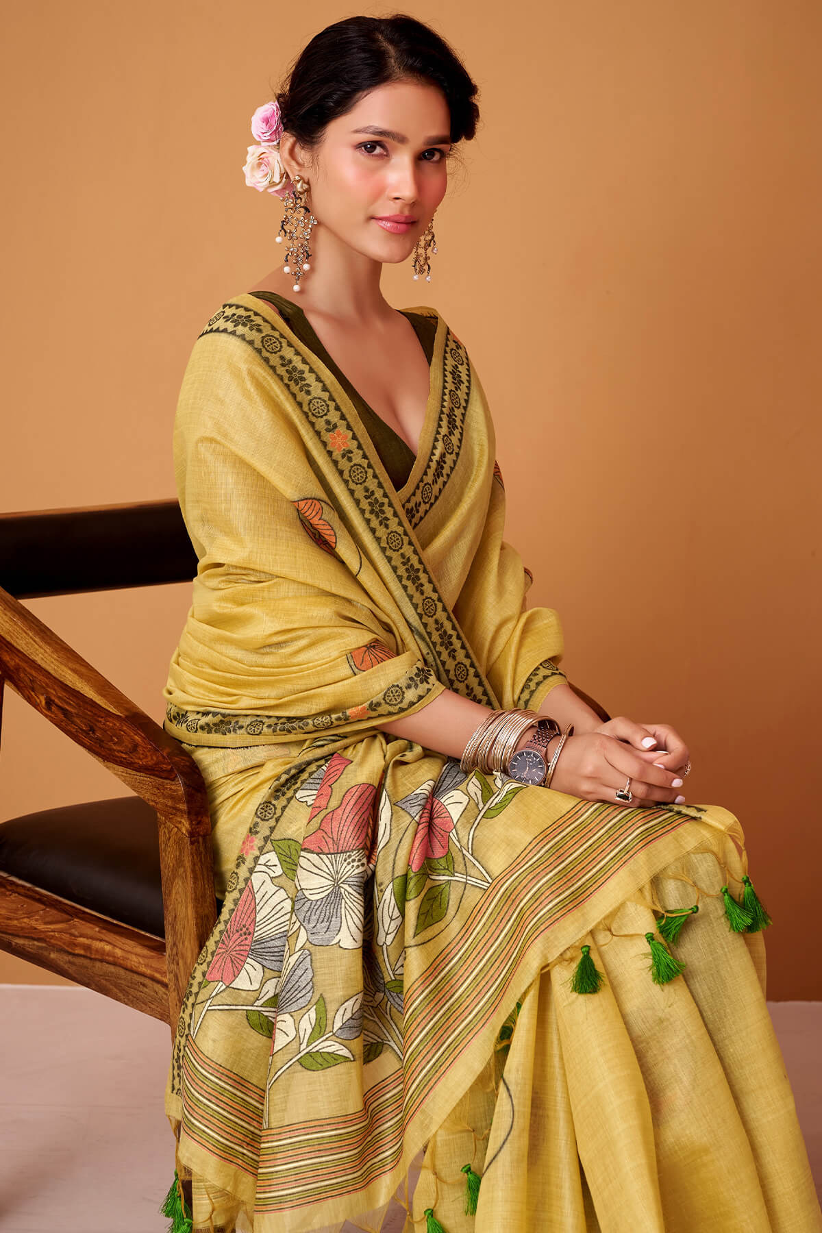 Stunner Yellow Jamdani Cotton Silk Saree With Dissemble Blouse Piece