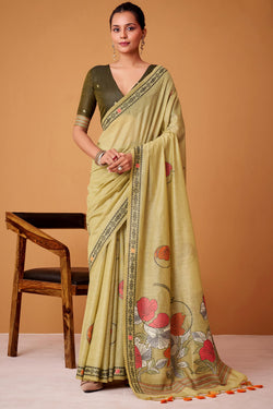 Majesty Dark Beige Jamdani Cotton Silk Saree With Fugacious Blouse Piece