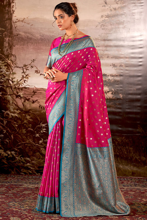 Load image into Gallery viewer, Divine Dark Pink Soft Banarasi Silk Saree With Majesty Blouse Piece
