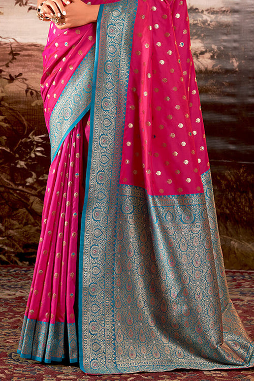 Load image into Gallery viewer, Divine Dark Pink Soft Banarasi Silk Saree With Majesty Blouse Piece
