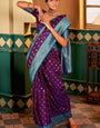 Petrichor Purple Soft Banarasi Silk Saree With Seraglio Blouse Piece