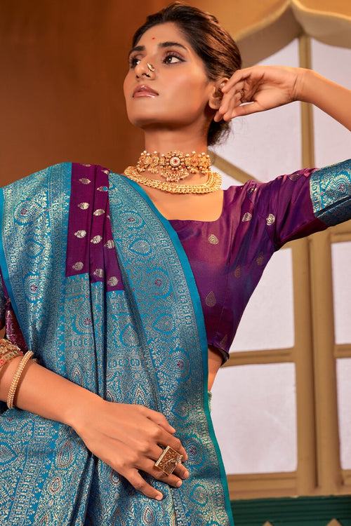 Load image into Gallery viewer, Petrichor Purple Soft Banarasi Silk Saree With Seraglio Blouse Piece
