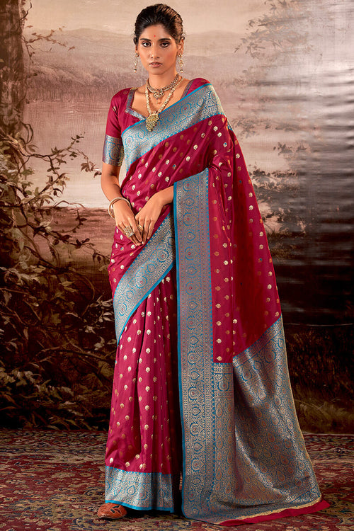 Load image into Gallery viewer, Felicitous Maroon Soft Banarasi Silk Saree With Prodigal Blouse Piece
