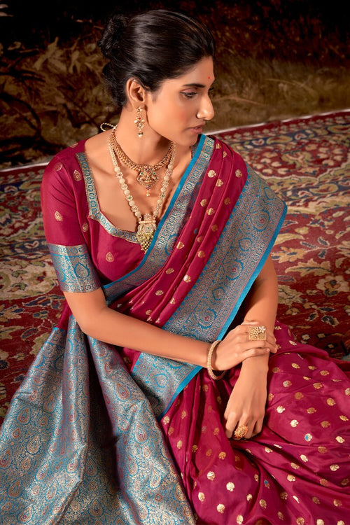 Load image into Gallery viewer, Felicitous Maroon Soft Banarasi Silk Saree With Prodigal Blouse Piece
