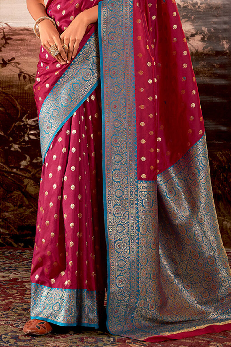 Felicitous Maroon Soft Banarasi Silk Saree With Prodigal Blouse Piece