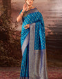 Ethereal Blue Soft Banarasi Silk Saree With Scrupulous Blouse Piece