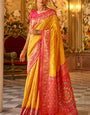 Assemblage Yellow Soft Banarasi Silk Saree With Ephemeral Blouse Piece