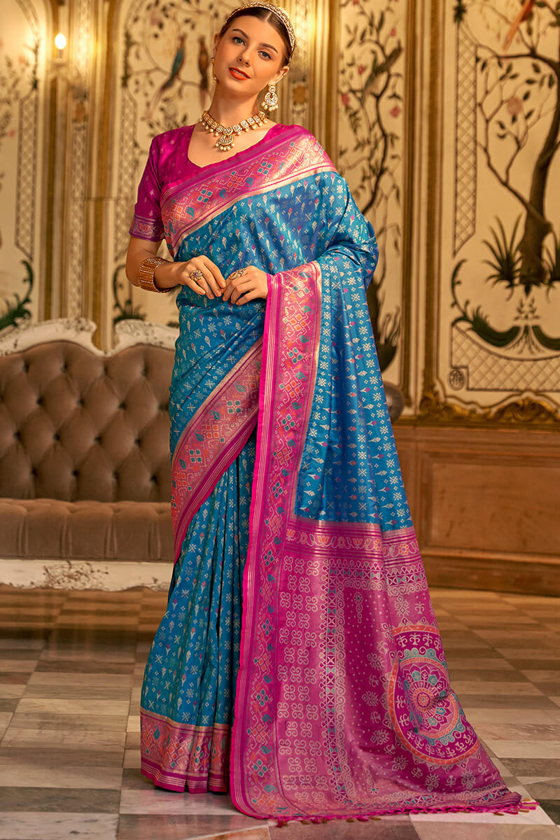 Staring Blue Soft Banarasi Silk Saree With Energetic Blouse Piece