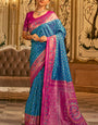 Staring Blue Soft Banarasi Silk Saree With Energetic Blouse Piece