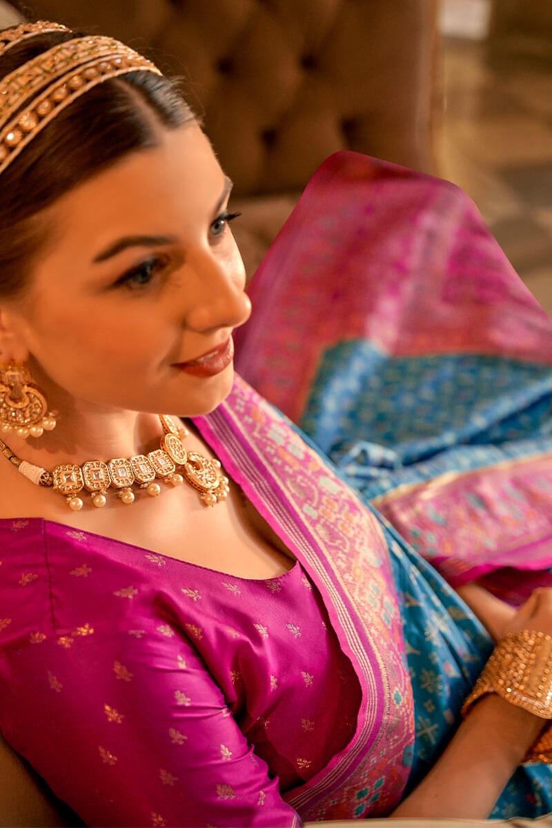 Staring Blue Soft Banarasi Silk Saree With Energetic Blouse Piece